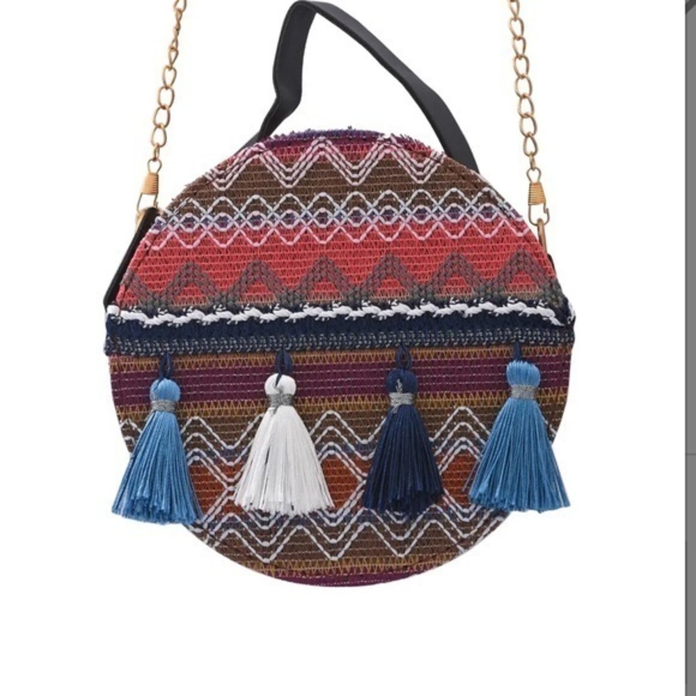 Embroidery Dark Purple Faux Leather Mini Bag